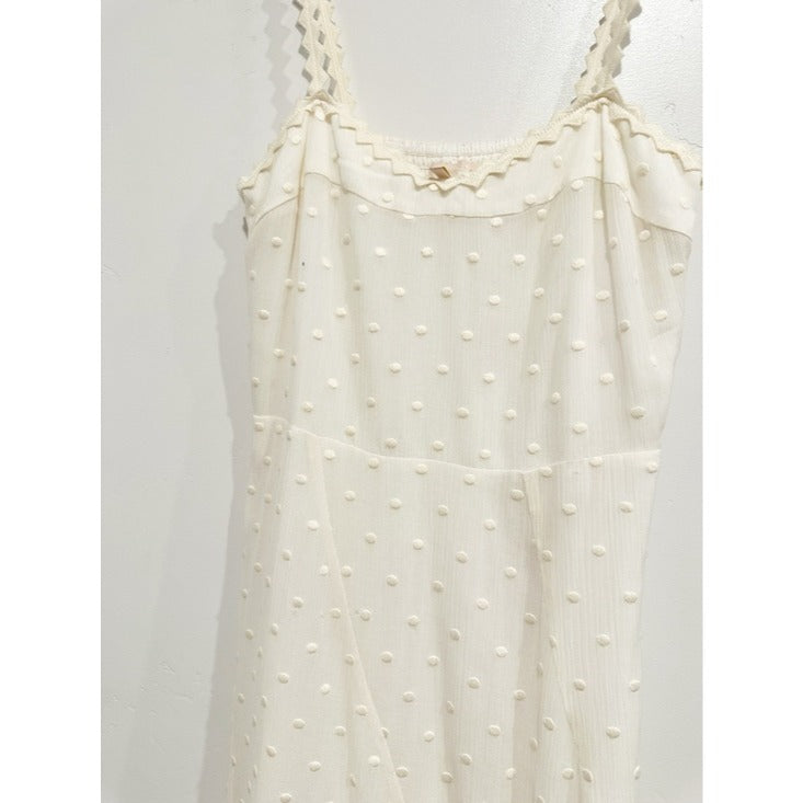 White Polished Dot Embroidered Midi Dress - 6