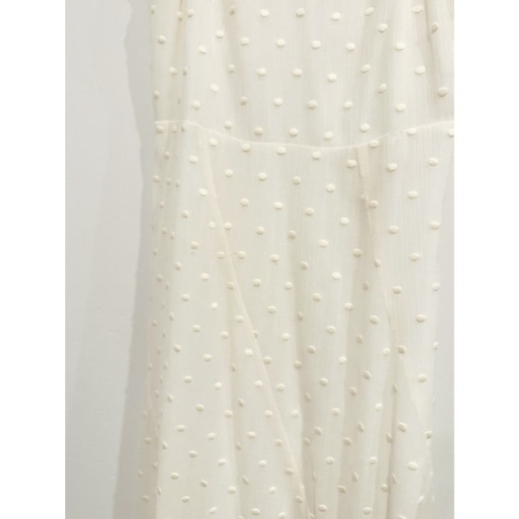 White Polished Dot Embroidered Midi Dress - 6