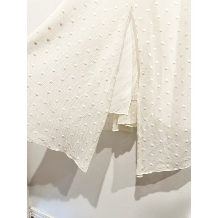 White Polished Dot Embroidered Midi Dress - 6