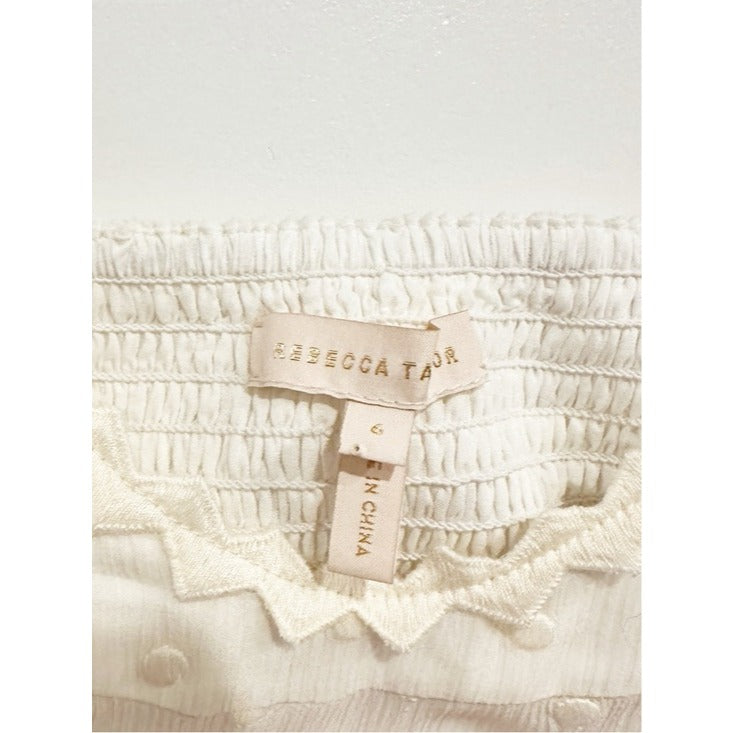 White Polished Dot Embroidered Midi Dress - 6