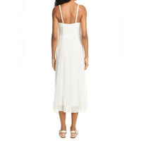 White Polished Dot Embroidered Midi Dress - 6