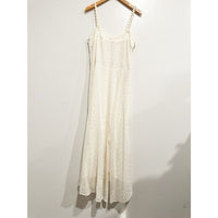 White Polished Dot Embroidered Midi Dress - 6