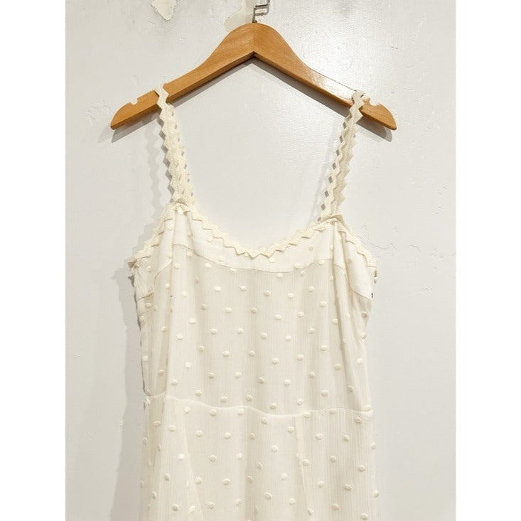 White Polished Dot Embroidered Midi Dress - 6
