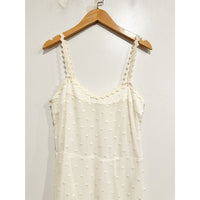 White Polished Dot Embroidered Midi Dress - 6