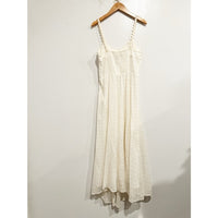 White Polished Dot Embroidered Midi Dress - 6