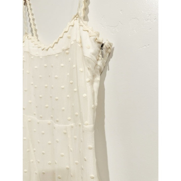 White Polished Dot Embroidered Midi Dress - 6