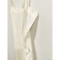 White Polished Dot Embroidered Midi Dress - 6