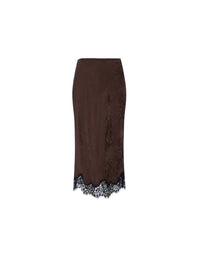 Lady Lace Midi Skirt in Espresso Jacquard