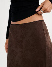 Lady Lace Midi Skirt in Espresso Jacquard