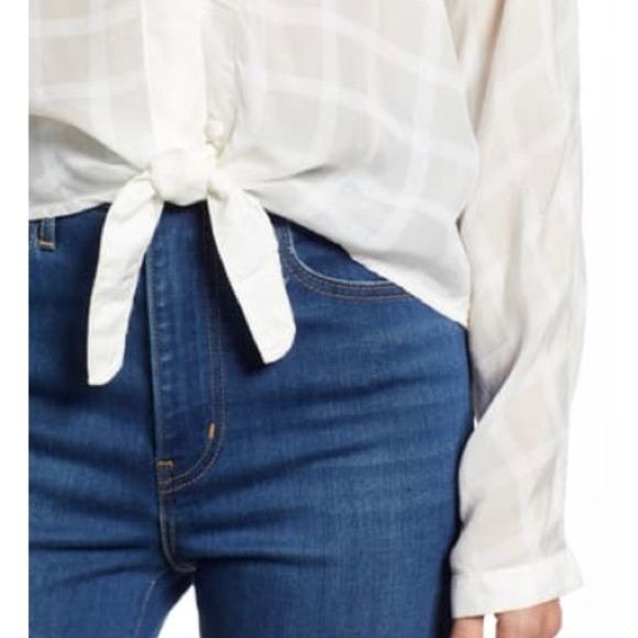 Rails NWT Sloan Blouse in White Tonal Plaid Size XS