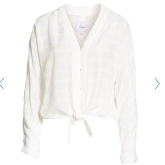 Rails NWT Sloan Blouse in White Tonal Plaid Size XS