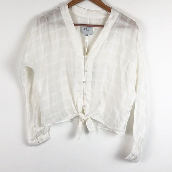 Rails NWT Sloan Blouse in White Tonal Plaid Size XS
