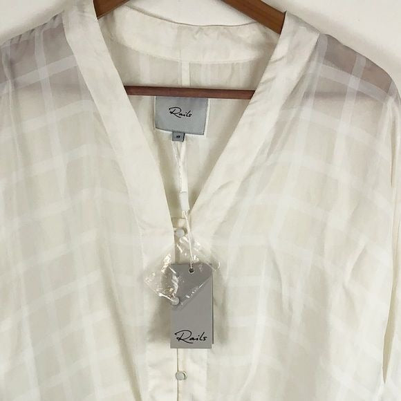 Rails NWT Sloan Blouse in White Tonal Plaid Size XS