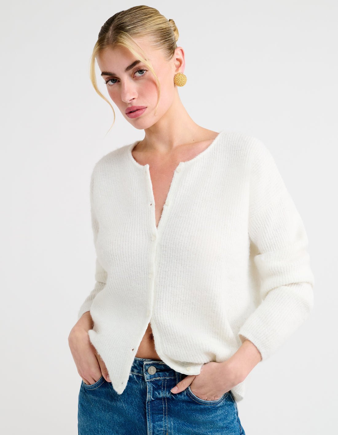 Newport Cardigan in Ivory