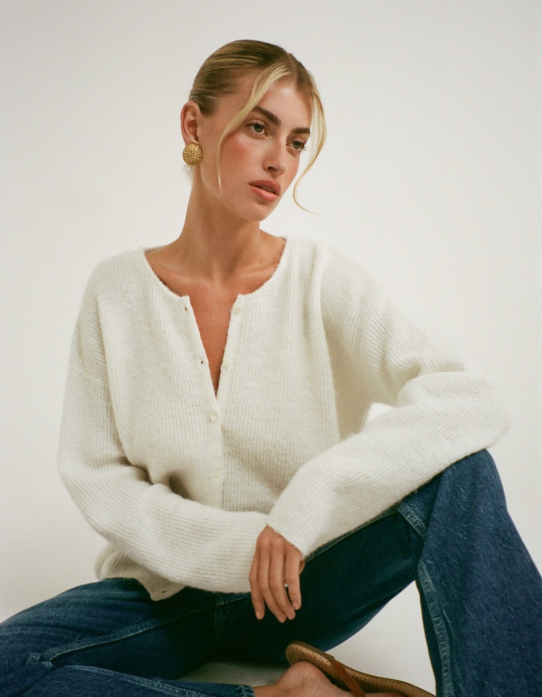 Newport Cardigan in Ivory
