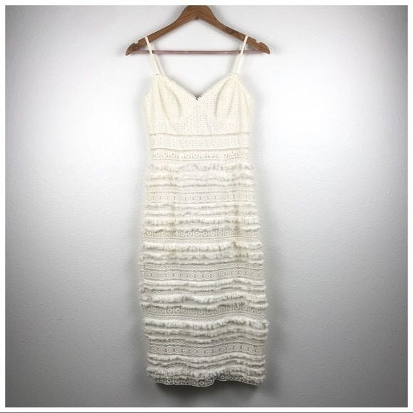 Stow Sleeveless Tiered Fringe Lace Sheath Dress Size 2