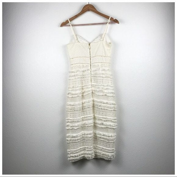 Stow Sleeveless Tiered Fringe Lace Sheath Dress Size 2
