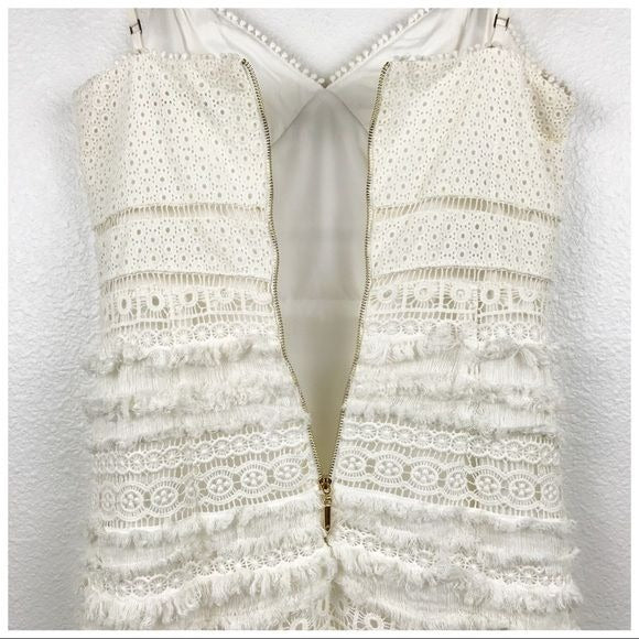 Stow Sleeveless Tiered Fringe Lace Sheath Dress Size 2