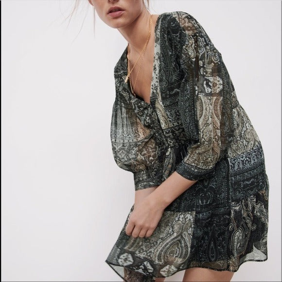 Paisley Bohemian Mini Dress‎