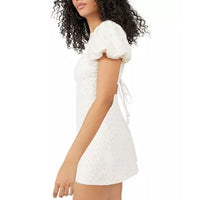 Apricot Rose Eyelet Mini Dress in White Size XS