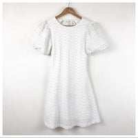 Apricot Rose Eyelet Mini Dress in White Size XS