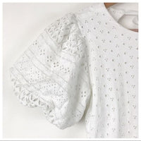 Apricot Rose Eyelet Mini Dress in White Size XS