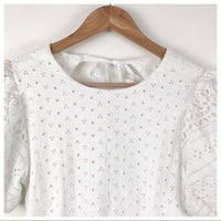 Apricot Rose Eyelet Mini Dress in White Size XS