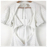 Apricot Rose Eyelet Mini Dress in White Size XS