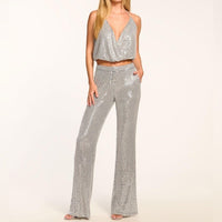 Olivian Sequin Straight-Leg Pants