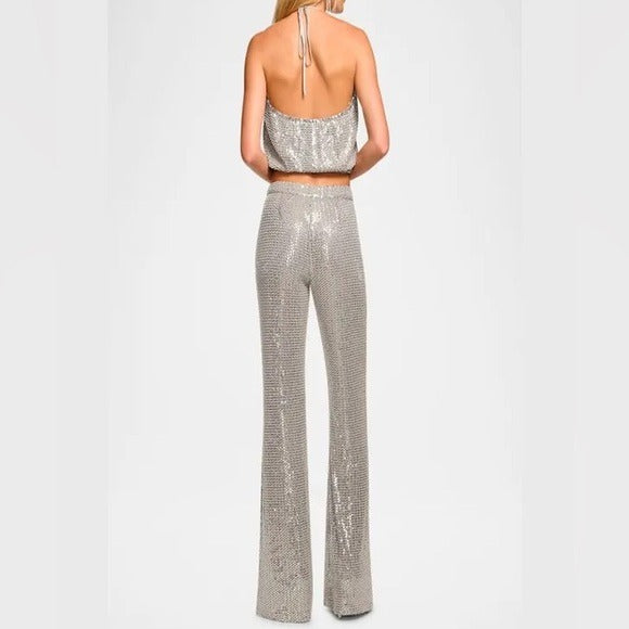 Olivian Sequin Straight-Leg Pants