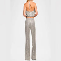 Olivian Sequin Straight-Leg Pants