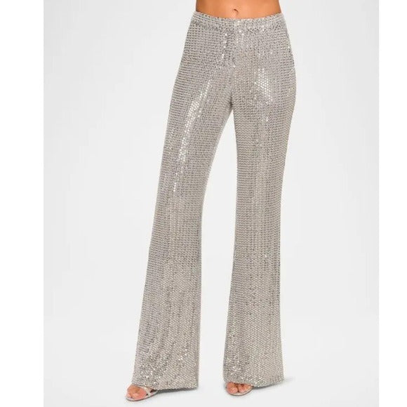 Olivian Sequin Straight-Leg Pants