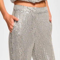 Olivian Sequin Straight-Leg Pants