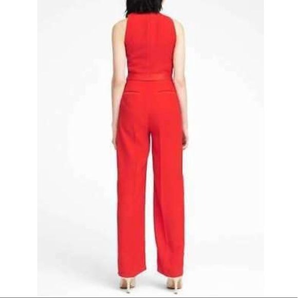 NWT V-Neck Sleeveless Red Jumpsuit Size 00P