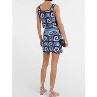 Brazing Cotton Crochet Granny Square Mini Skirt in Acid Cobalt - XL