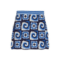 Brazing Cotton Crochet Granny Square Mini Skirt in Acid Cobalt - XL