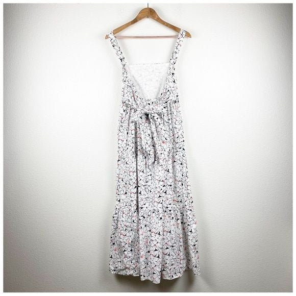 White Floral Bow Tie Maxi Dress Size XS