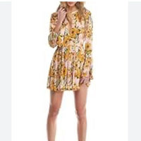 Tegan Printed Floral Pleated Dress Size 4