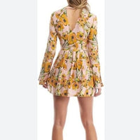 Tegan Printed Floral Pleated Dress Size 4
