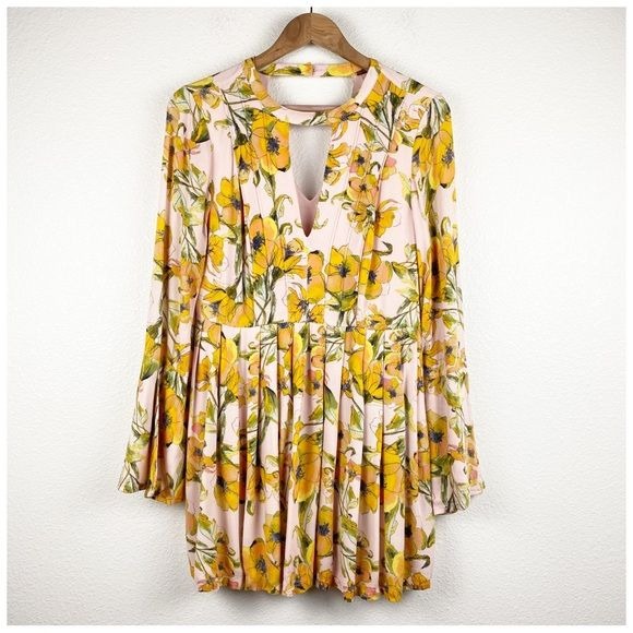 Tegan Printed Floral Pleated Dress Size 4