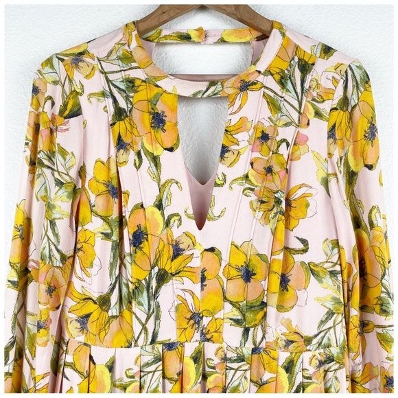 Tegan Printed Floral Pleated Dress Size 4