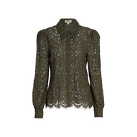 Jenica Lace Button Down Blouse in Army - Medium