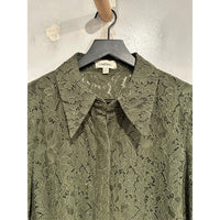 Jenica Lace Button Down Blouse in Army - Medium