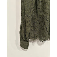 Jenica Lace Button Down Blouse in Army - Medium