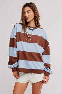 Classic Stripe Crew Wide in Periwinkle Combo