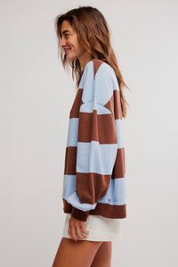 Classic Stripe Crew Wide in Periwinkle Combo
