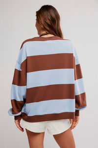 Classic Stripe Crew Wide in Periwinkle Combo
