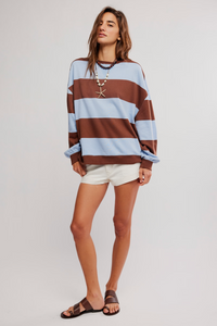 Classic Stripe Crew Wide in Periwinkle Combo