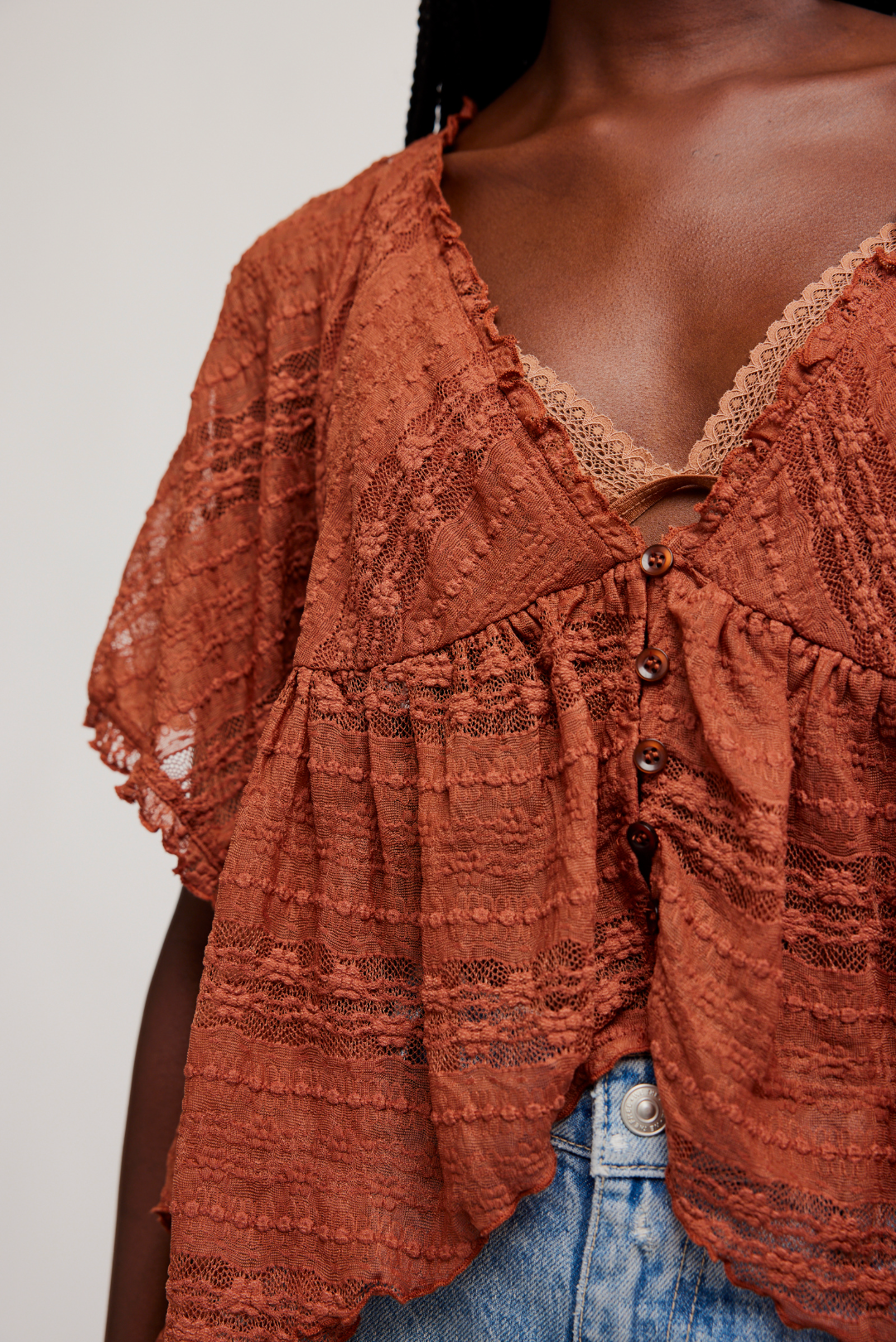 In Your Dreams Lace Top in Toasted Cocoa
