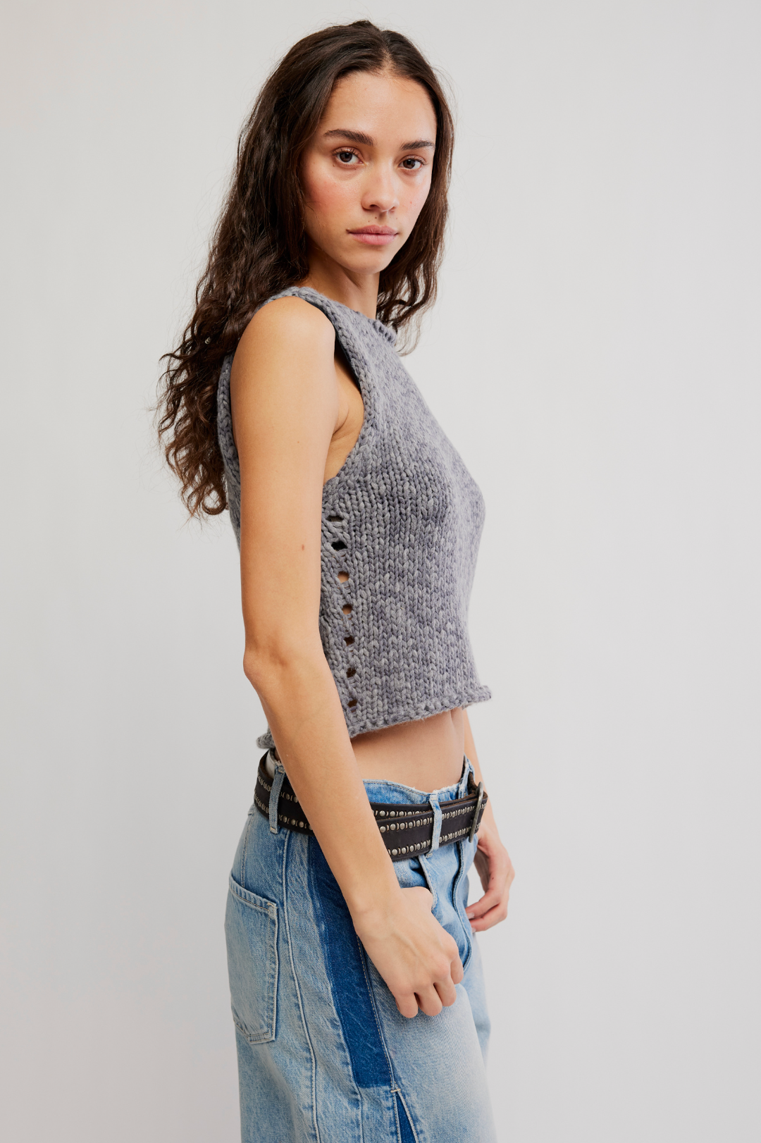 Opal Knit Tank in Steel Grey